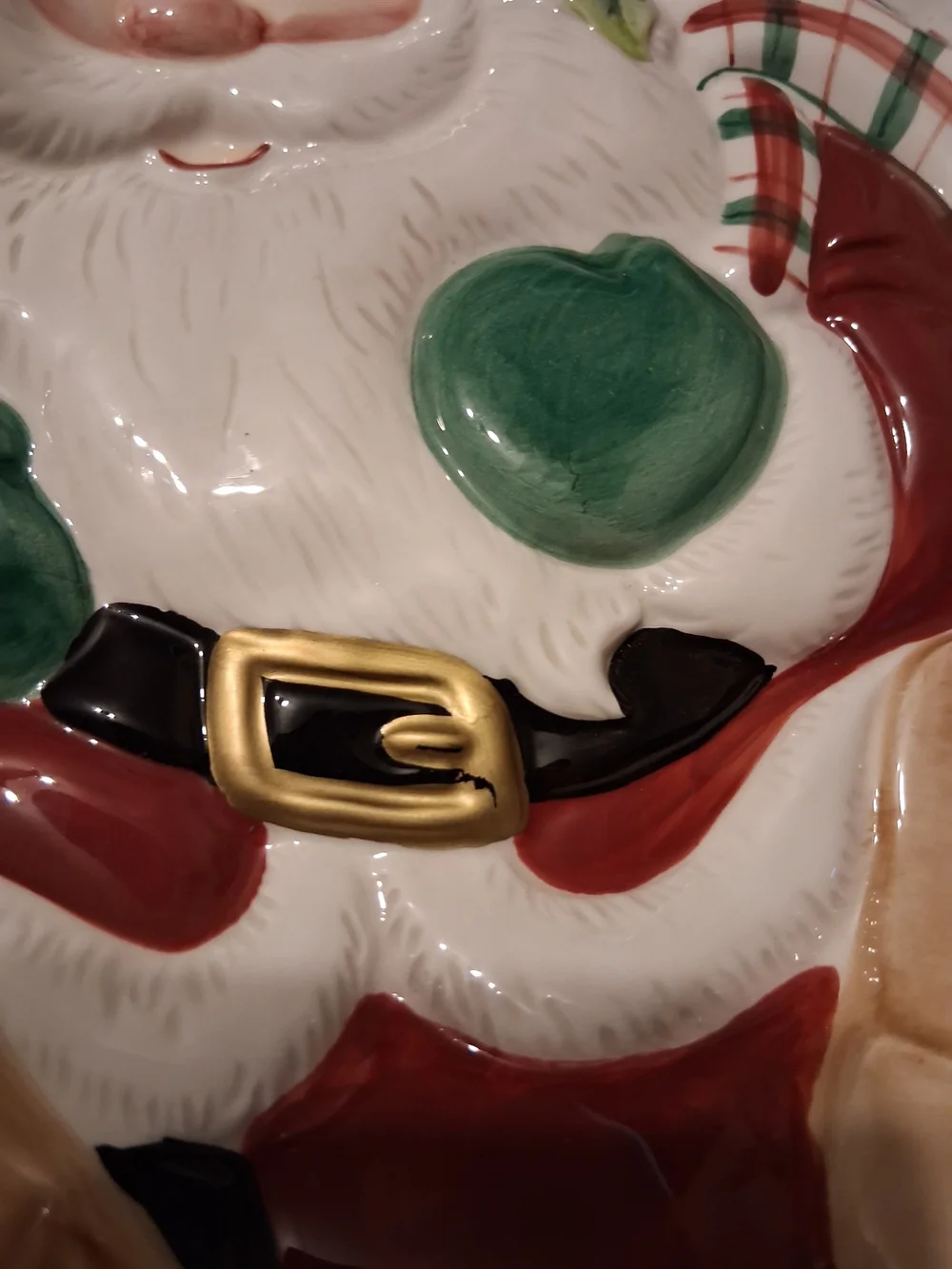 Fitz and Floyd Ceramic Santa Serving Plate - Red, Green & Cream
